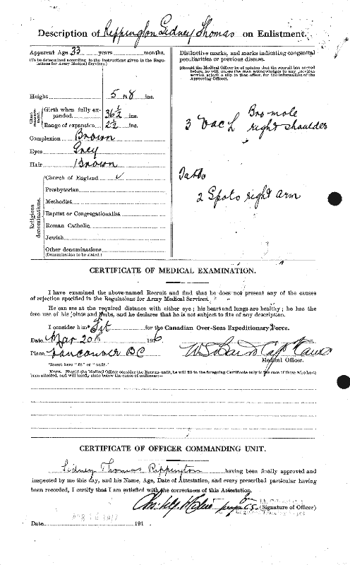 Rippington (Sidney Thomas) 1916 Military Record - Page 2